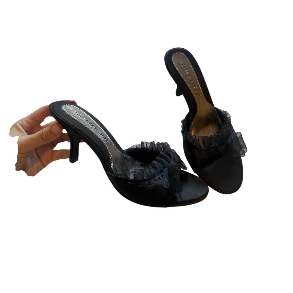 lower eastside black coquette whimsygoth bow kitten mules